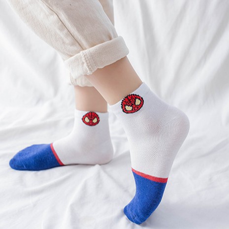 Set 5 Đôi Tất Cotton In Logo Marvel Siêu Anh Hùng Thoải Mái Chất Lượng Cao Thời Trang Mùa Hè Cho Bé Trai Và Gái