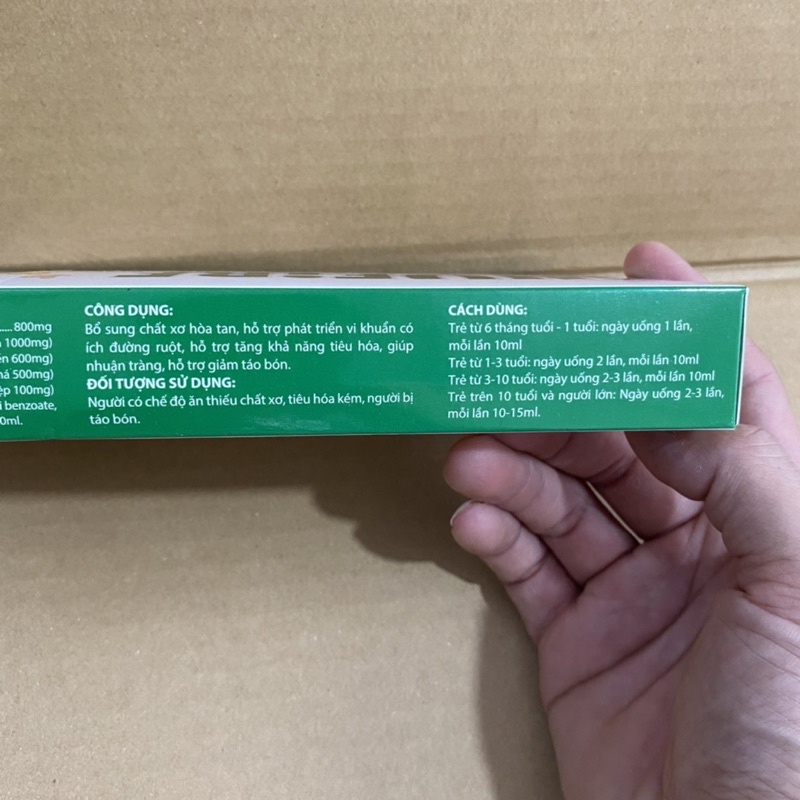 Siro chống táo bón INUFIBE bổ sung chất xơ hòa tan từ rau củ , hỗ trợ nhuận tràng giảm táo bón - Hộp 20 ống