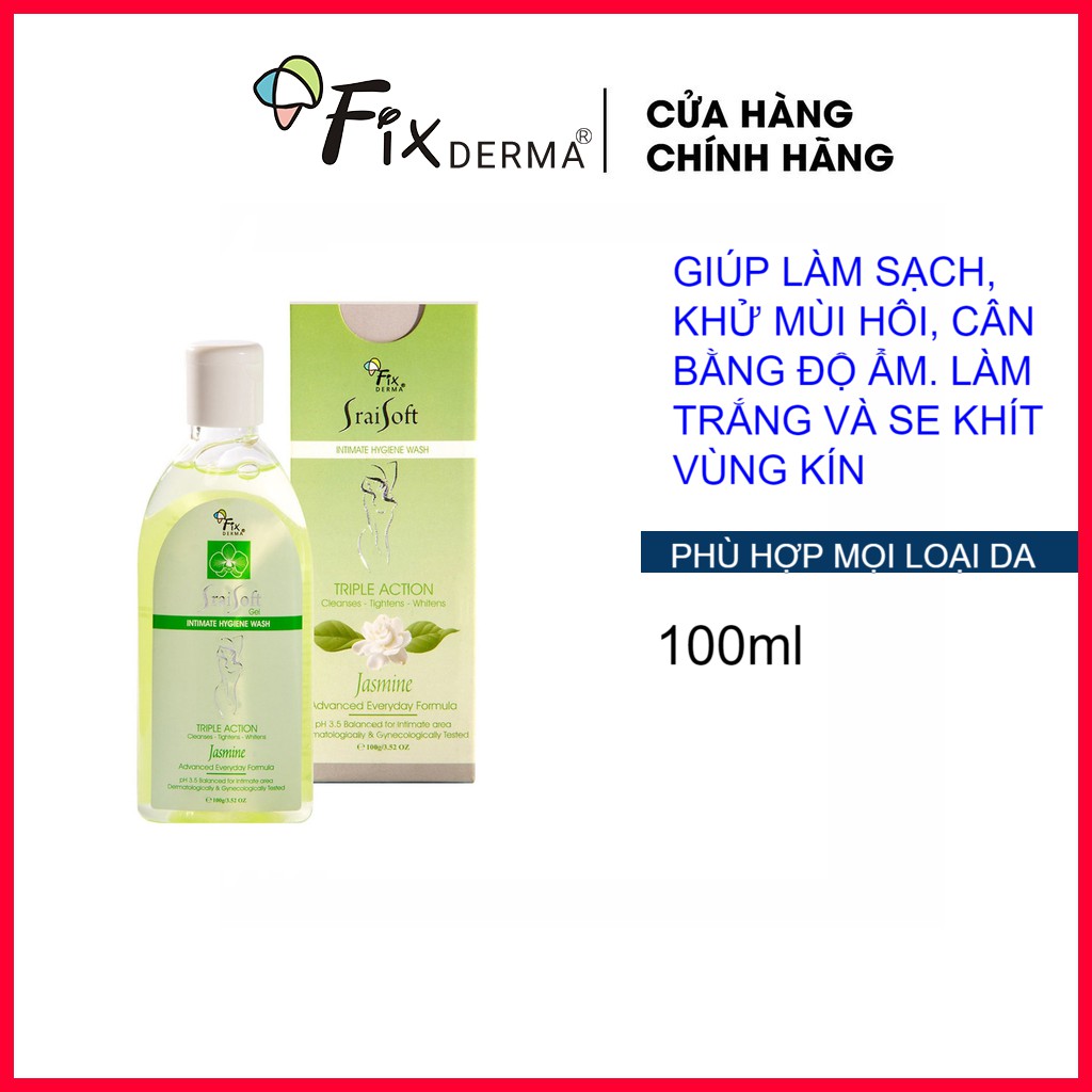 Gel Vệ Sinh Hương Nhài Fixderma Srai Soft Gel – Jamine (100g): Giúp làm sạch, khử mùi hôI