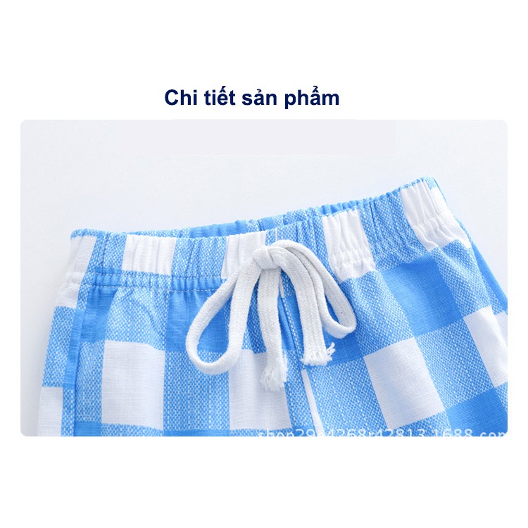 Quần đùi kẻ bé trai mỏng hãng WELLKIDS chất cotton mát QN3