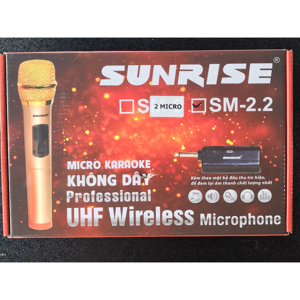 Micro KHÔNG DÂY SUNRISE SM-2.2 (Bộ 2 Micro) - BH 6 Tháng
