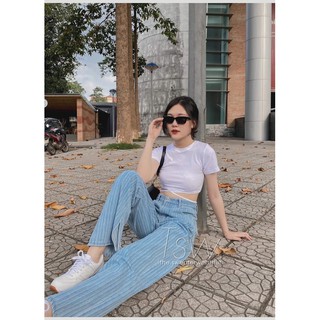 Áo croptop thun dây buộc eo, crop top thắt eo (Ảnh thật)