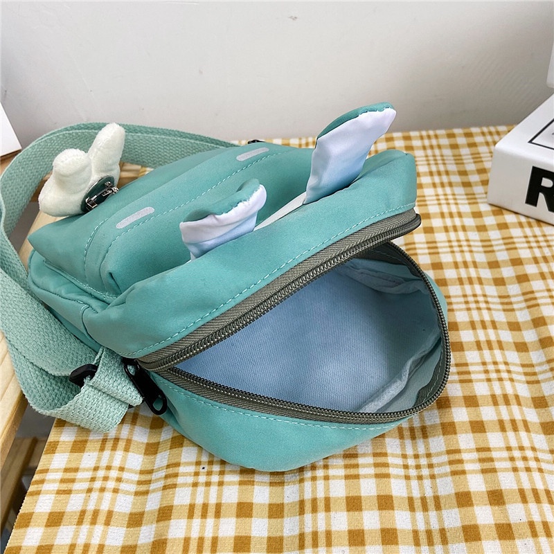 Túi Đeo Chéo Vai Hình Vuông Cỡ Nhỏ Bằng nylon Họa Tiết Thỏ Hoạt Hình Dễ Thương Cho Học Sinh