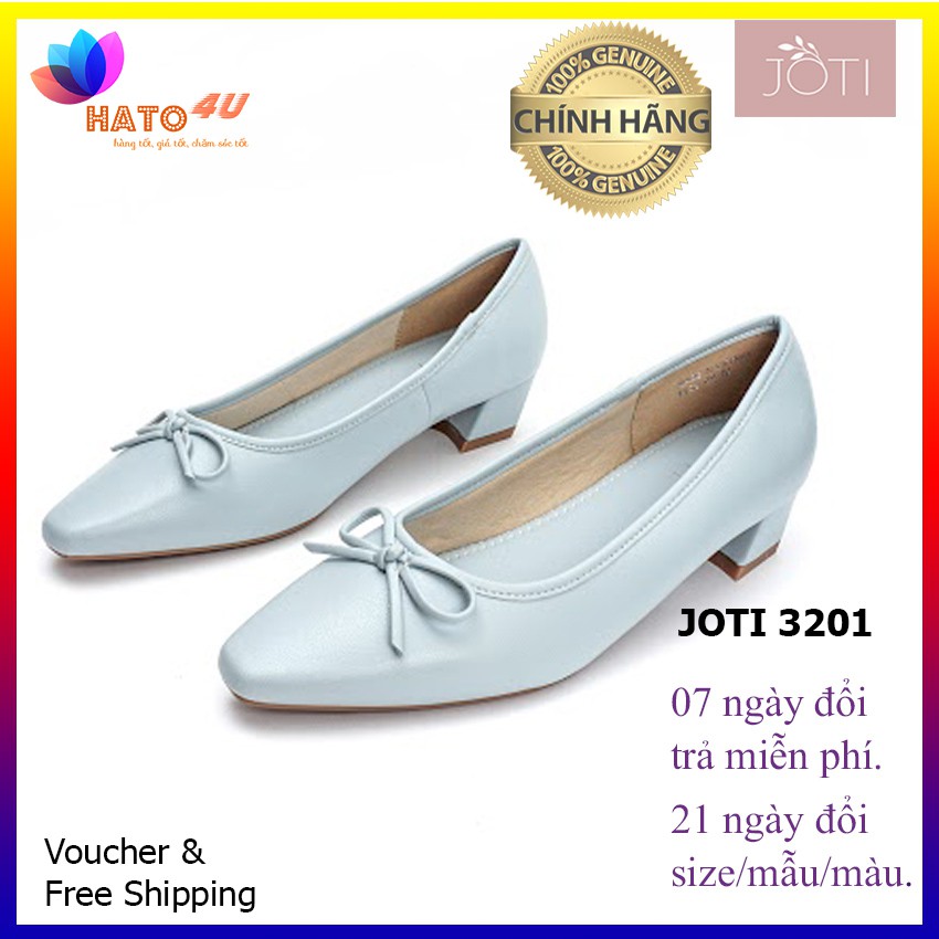 Giày Búp Bê Cao Gót Nữ JOTI Duval 3201VN3 2020 - Mũi Vuông Đính Nơ Nữ Tính Đế Trụ Thấp 3cm