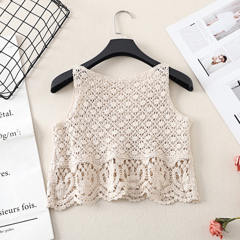 Áo Croptop Dệt Kim Không Tay Cổ Chữ V Phối Tua Rua Nhiều Màu Sắc Phong Cách Boho Dành Cho Nữ