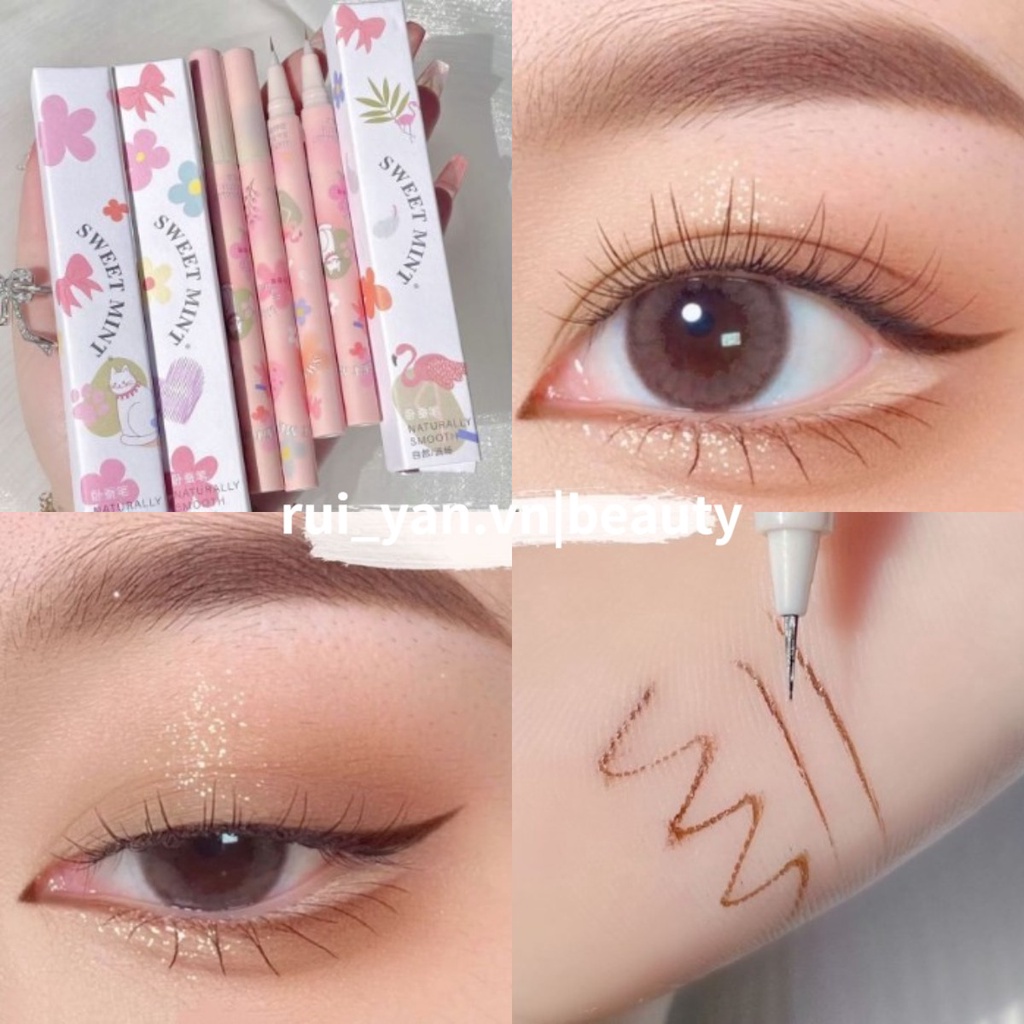Sweet mint Bút Kẻ Mắt Dạng Lỏng Làm Sáng Và Phác Thảo Nhanh Chống Thấm Nước Không Lem Màu Bạc Hà 2022 MM