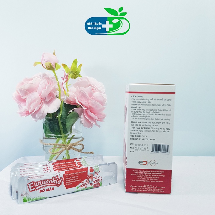 Eunanokid bổ máu bổ sung sắt và acid folic, hỗ trợ tạo máu, giúp giảm thiếu máu do thiếu sắt