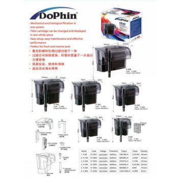 Lọc treo yên tĩnh cho bể cá nươc biển và nước ngọt dolphin