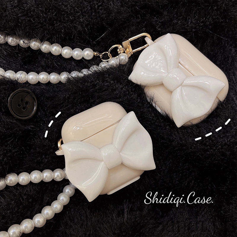 Đơn Giản Thạch Màu Be Nơ AirPods 4 Ốp Lưng AirPods Cho AirPods 1 2 3 Pro AirPods 3 Ốp Lưng TPU Mềm B