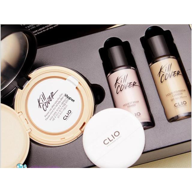 🇰🇷 SET MAKE UP Che khuyết điểm thần thánh Clio Kill Cover Liquid Founwear Cushion