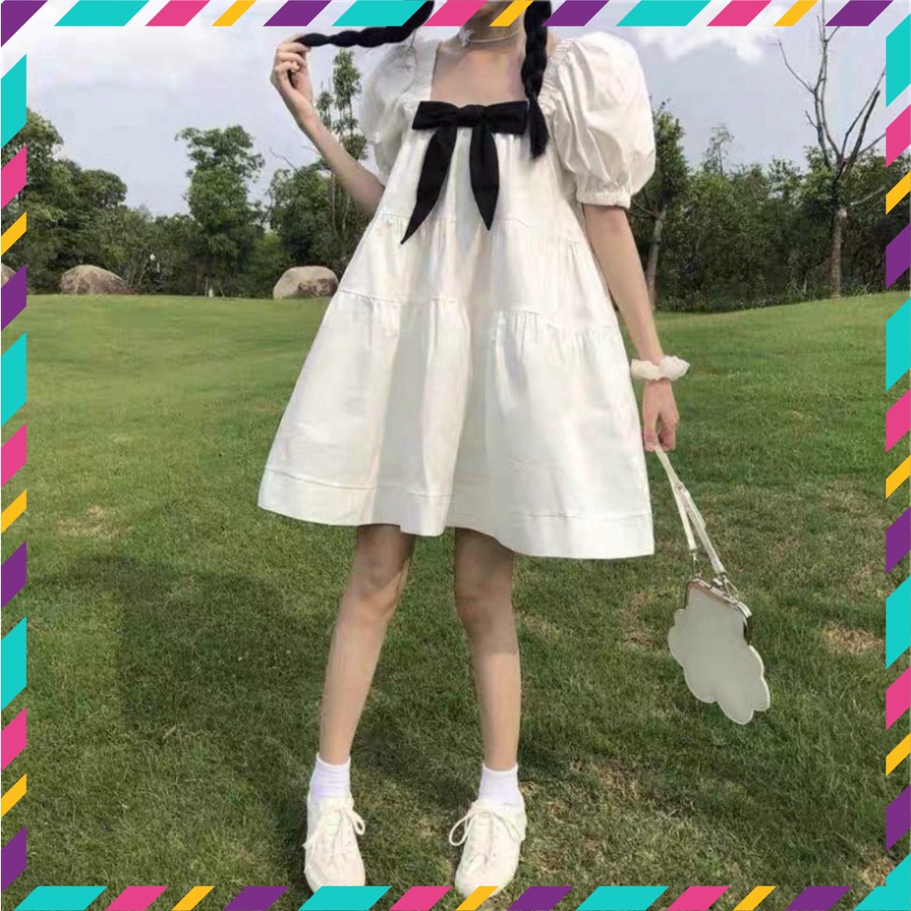 Váy Nữ, Đầm Nữ Thắt Nơ Ngực Dáng Bồng Bềnh Siêu Xinh | BigBuy360 - bigbuy360.vn