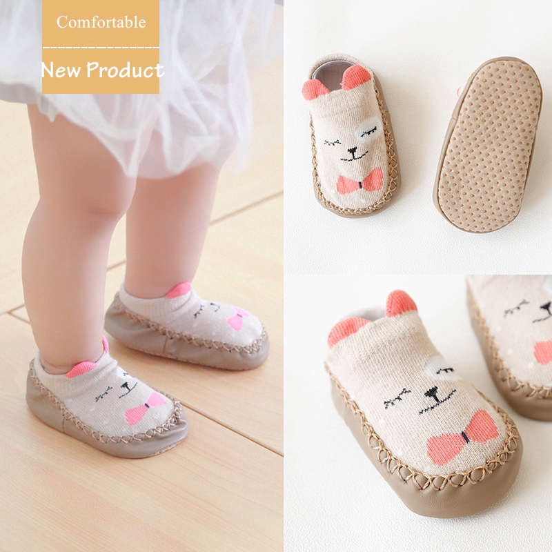 Giày bé tập đi KokoroCare HB-01 họa tiết hoạt hình với đáy da chống trượt S/M cho bé 6-24 tháng tuổi