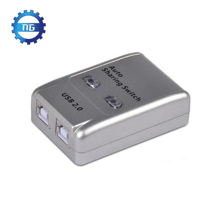 FJGEAR USB 2.0 Công tắc chia sẻ tự động Bộ chuyển đổi HUB 2 cổng cho 2 máy in PC Thiết bị chuyển đổi