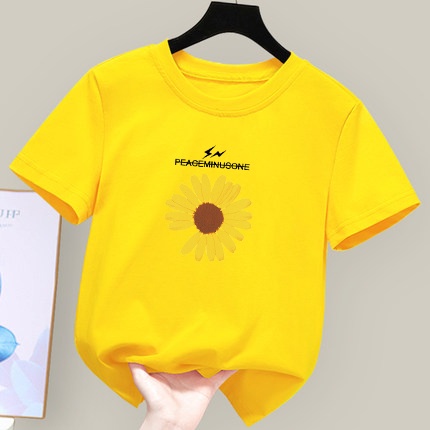 Áo Thun Tay Ngắn Chất Liệu Cotton In Họa Tiết Hoa Xinh Xắn Thời Trang Cho Bé Gái áo bé gái