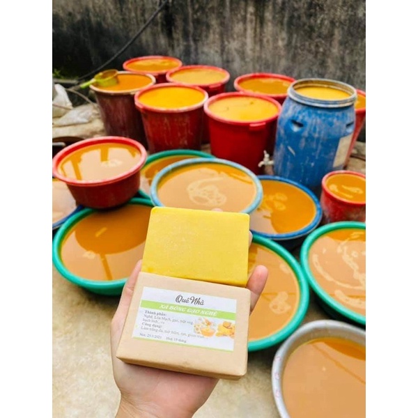 Xà Bông gạo nghệ trắng da Quê Nhà