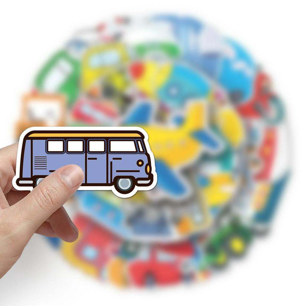 Bộ 50 Miếng Dán Trang Trí Xe Hơi / Nhà Cửa Hình Dụng Cụ Giao Thông Vui Nhộn Chống Thấm Nước DIY