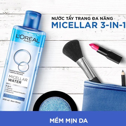 L'oreal Chính Hãng- Nước Tẩy Trang L'Oreal 3 In 1 Micellar Làm Sạch Sâu 400ml