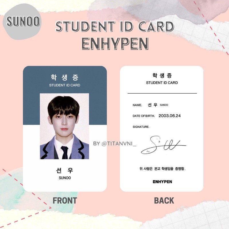 Thẻ ID Enhypen STUDENT