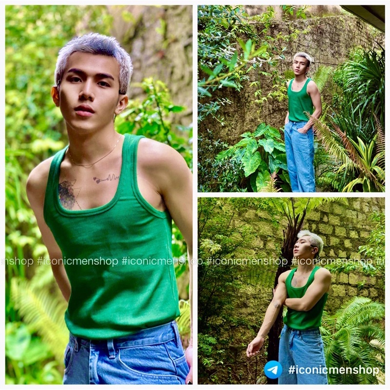 Áo ba lỗ nam cổ vuông thun gân form body