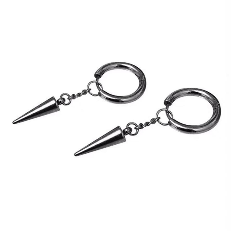 khuyên tai titan dây xích mũi nhọn cho nam nữ không gỉ không đen không dị ứng