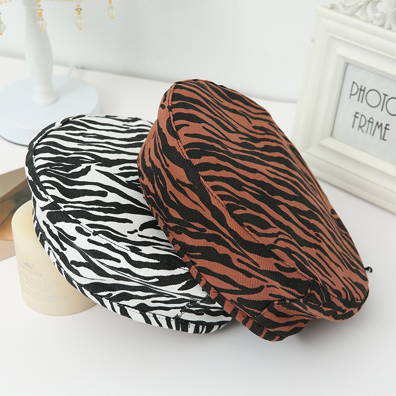 Mũ Nồi NỮ Beret Chỉnh được kích thước họa tiết ngựa vằn xinh xắn phong cách Hàn Quốc MN04