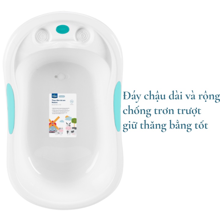 Thau tắm inochi chất liệu nhựa PP an toàn cho bé, thiết kế thông minh, tiện dụng