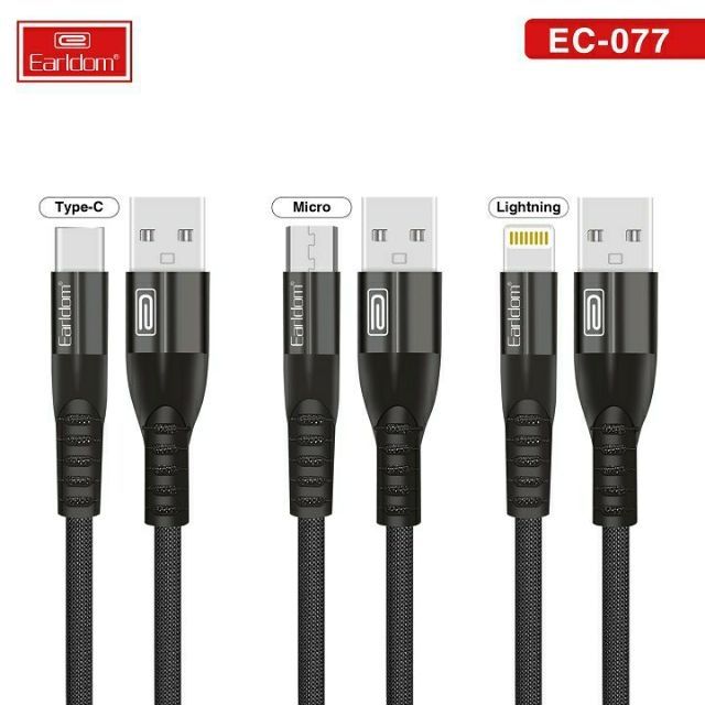 Cáp Sạc Nhanh 3A Cho iPhone Samsung Oppo Xiaomi Chính Hãng Earldom 1000m EC-077