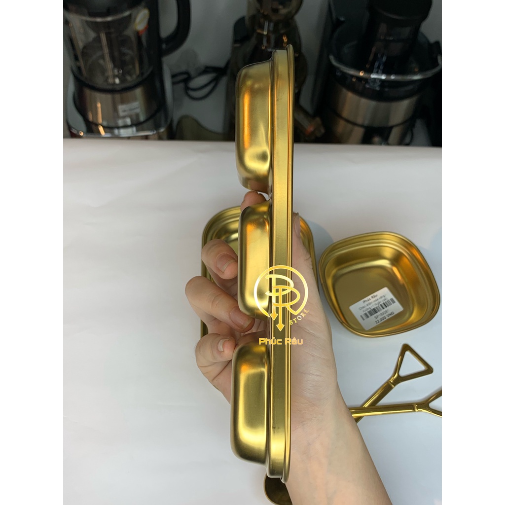 Chén chấm inox vàng Vuông
