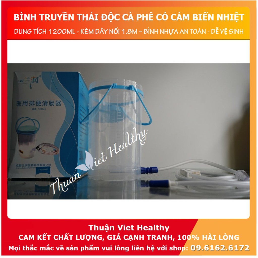 Bộ bình truyền thải độc đại tràng 1200ml cảm ứng nhiệt (Full combo detox enema), bộ truyền thụt tháo thải độc đại tràng