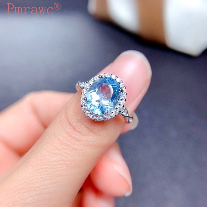 (Bán Sỉ) Nhẫn Nữ Trang Mặt Đá Topaz Hình Quả Trứng