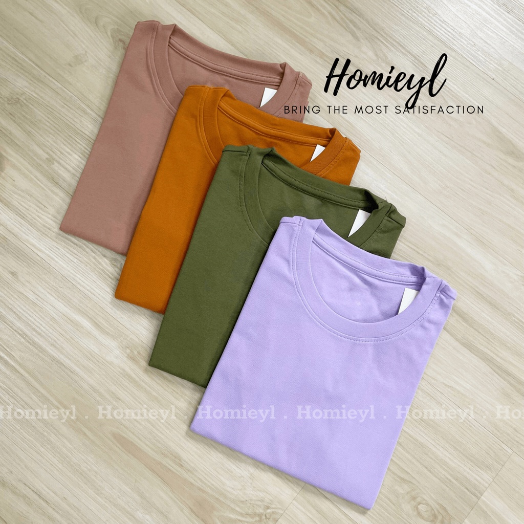 Áo thun trơn nữ cổ tròn cộc tay dáng ôm body basic Homieyl cao cấp, áo phông trơn nữ cotton O đen trắng H207