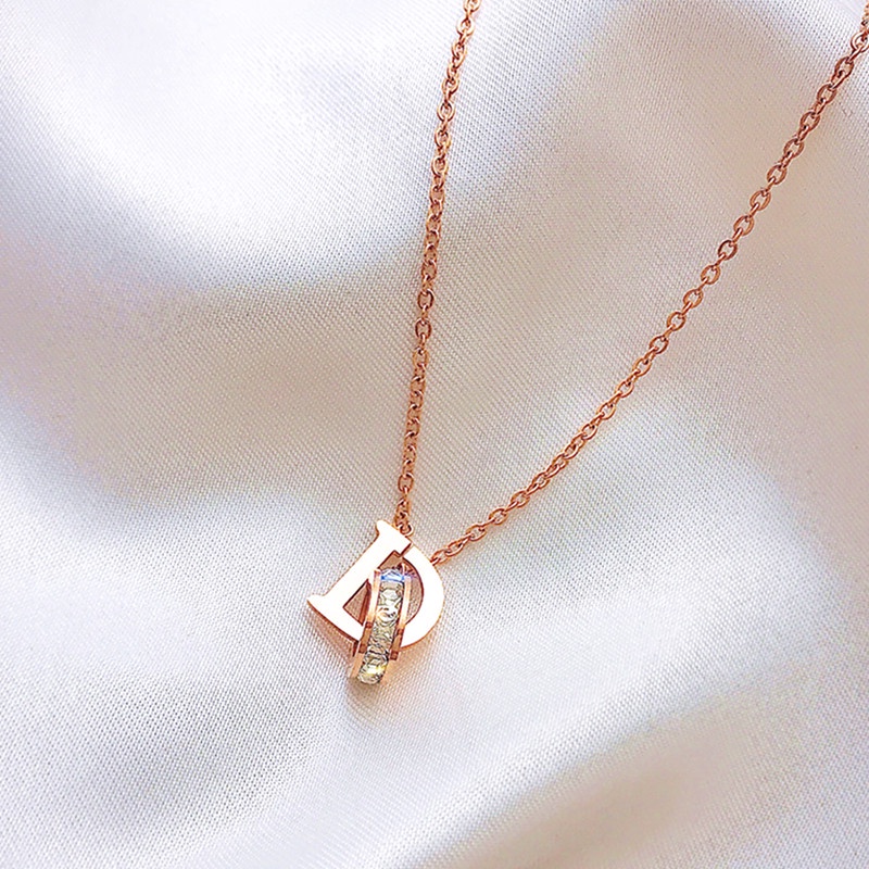 Dây chuyền nữ titan không gỉ mạ vàng 18k đính đá pha lê lấp lánh cao cấp thời trang Hàn Quốc 2021