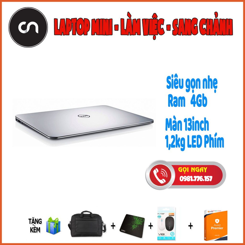 Dell XPS 13 Core i5/Ram 4Gb/SSD 128Gb Vỏ Nhôm, Tặng Phụ Kiện
