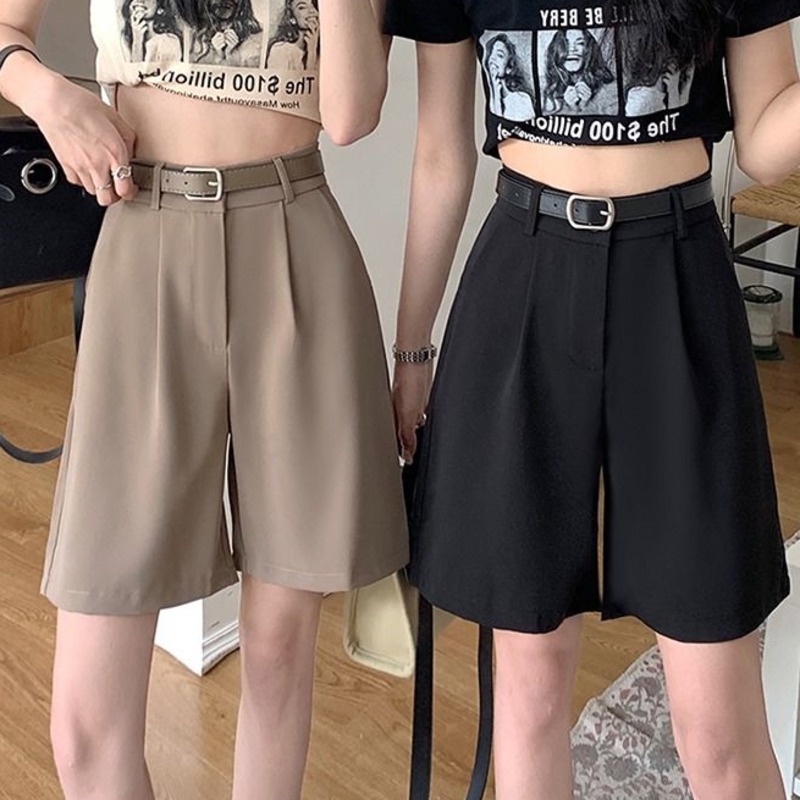 Quần Short Màu Trơn Thời Trang Năng Động Size S-4xl 164585 Quần Short Lưng Cao Ống Rộng Thời Trang Đơn Giản