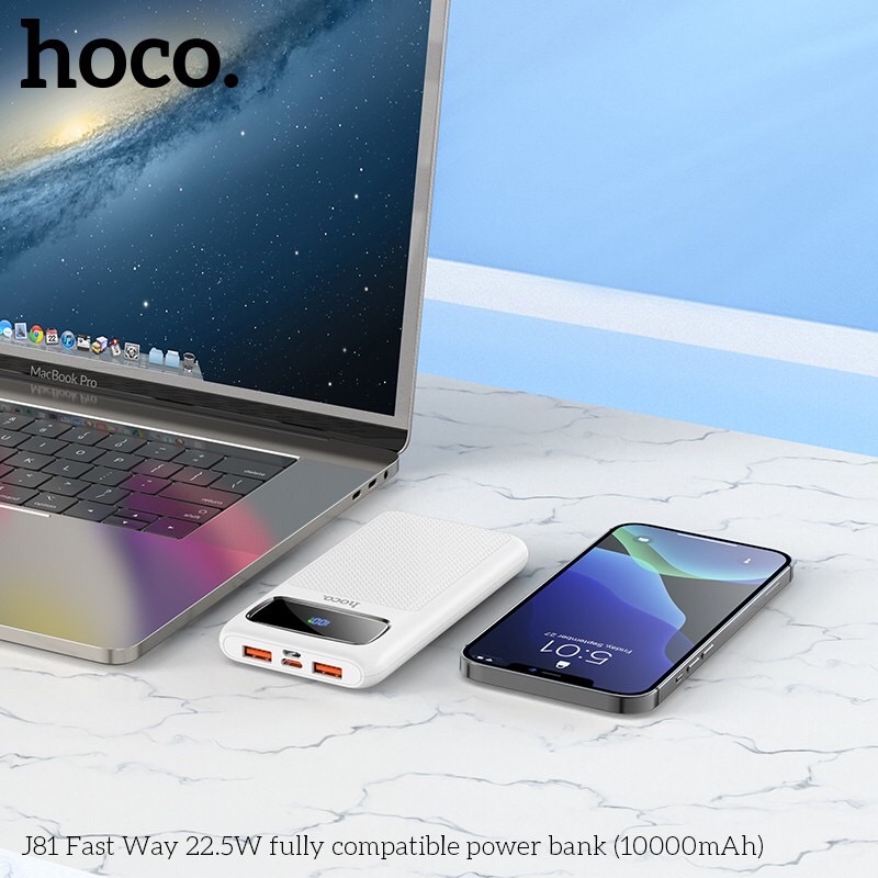 Sạc dự phòng Hoco J81 10000mAh, pin dự phòng sạc nhanh iphone PD 20w Hỗ Trợ Nhiều Cổng Sạc