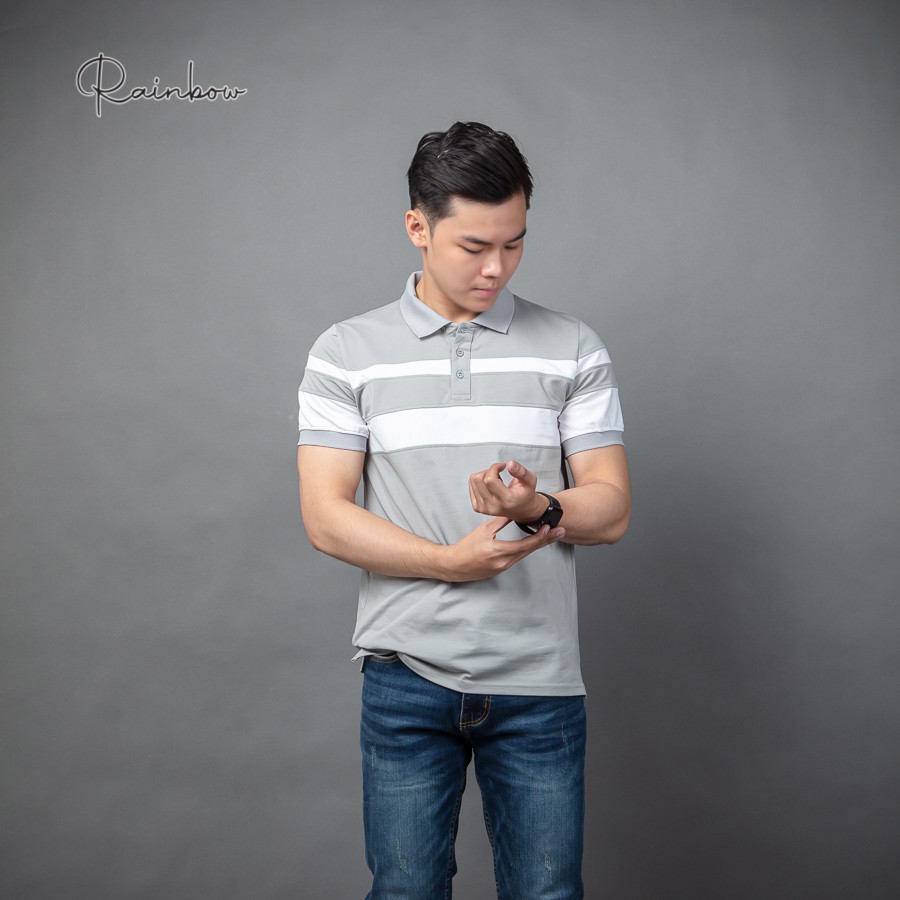 Áo thun có cổ, áo polo nam thun cotton phối sọc trẻ trung chính hãng Rainbow PO003 - Co dãn và thấm hút tuyệt đối | BigBuy360 - bigbuy360.vn