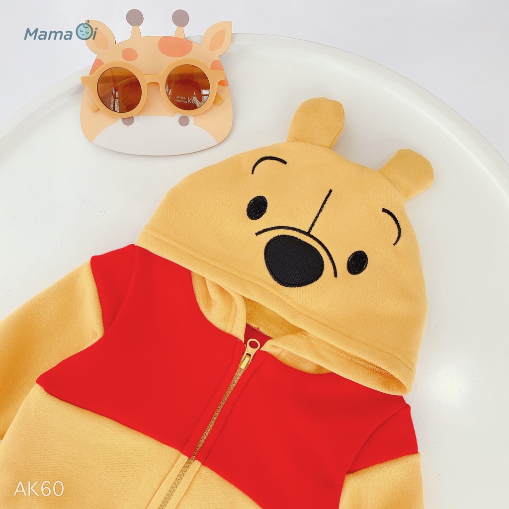 AK60 ÁO KHOÁC GẤU POOH CÓ MŨ SIÊU DỄ THƯƠNG CHO BÉ CỦA MAMAOI -  THỜI TRANG CHO BÉ