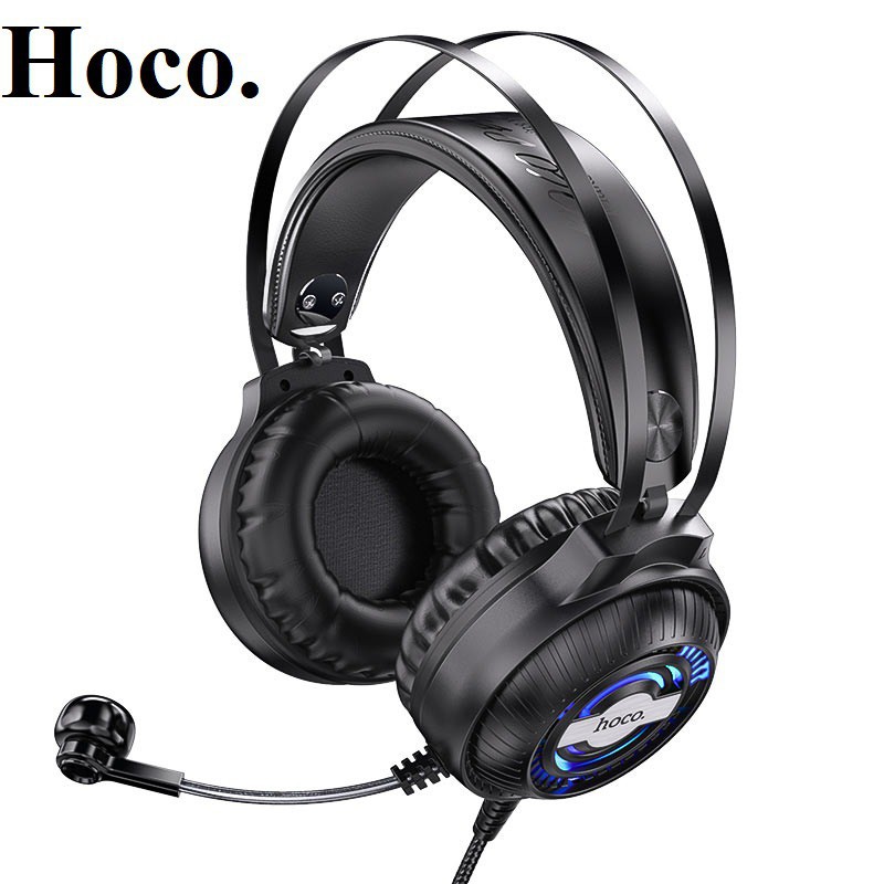 Tai nghe chụp tai có mic game hoco W101,w102 điều chỉnh âm lượng chơi game liên quân trên PC máy tính điện thoại laptop
