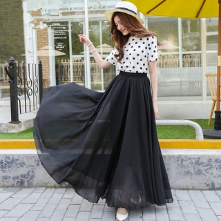 Chân váy chiffon dáng dài thiết kế xếp ly thời trang đi biển xinh xắn dành cho nữ