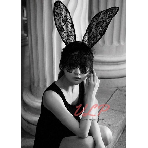 CÀI 3_Cài tóc / bờm tóc tai thỏ có màn ren che mặt sexy