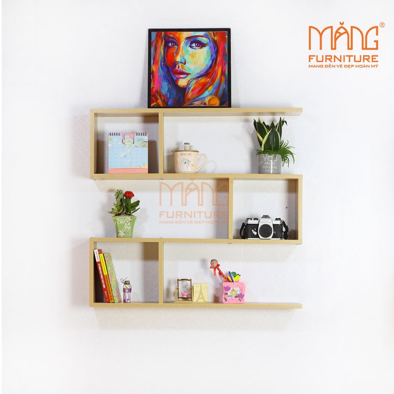 Kệ sách, kệ trang trí treo tường gỗ 3 ngăn dài 80cm x sâu 14cm (KS12)