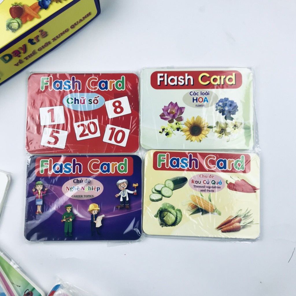 [THẺ SIZE TO] Bộ Thẻ Học Thông Minh 19 Chủ Đề song ngữ loại chuẩn Glenn Doman Flashcard_thẻ thông minh loại to