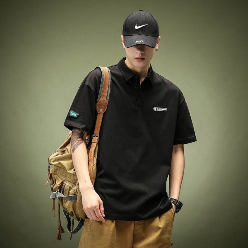 Áo palo nam  Polo trắng Áo Polo kẻ có cổ nam Áo thun polo cổ rộng phong cách hàn quốc | polo mlb nam Có sẵn trong màu trắng và đen món quà tốt cho bạn trai