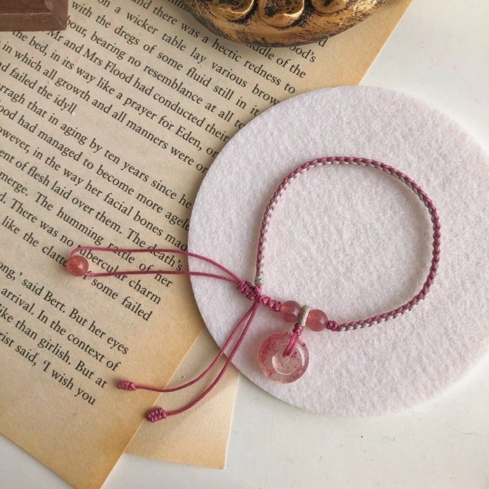 Vòng Tay Dây Thừng Đính Đá Pha Lê Màu Gradient Phong Cách Trung Hoa Thời Trang