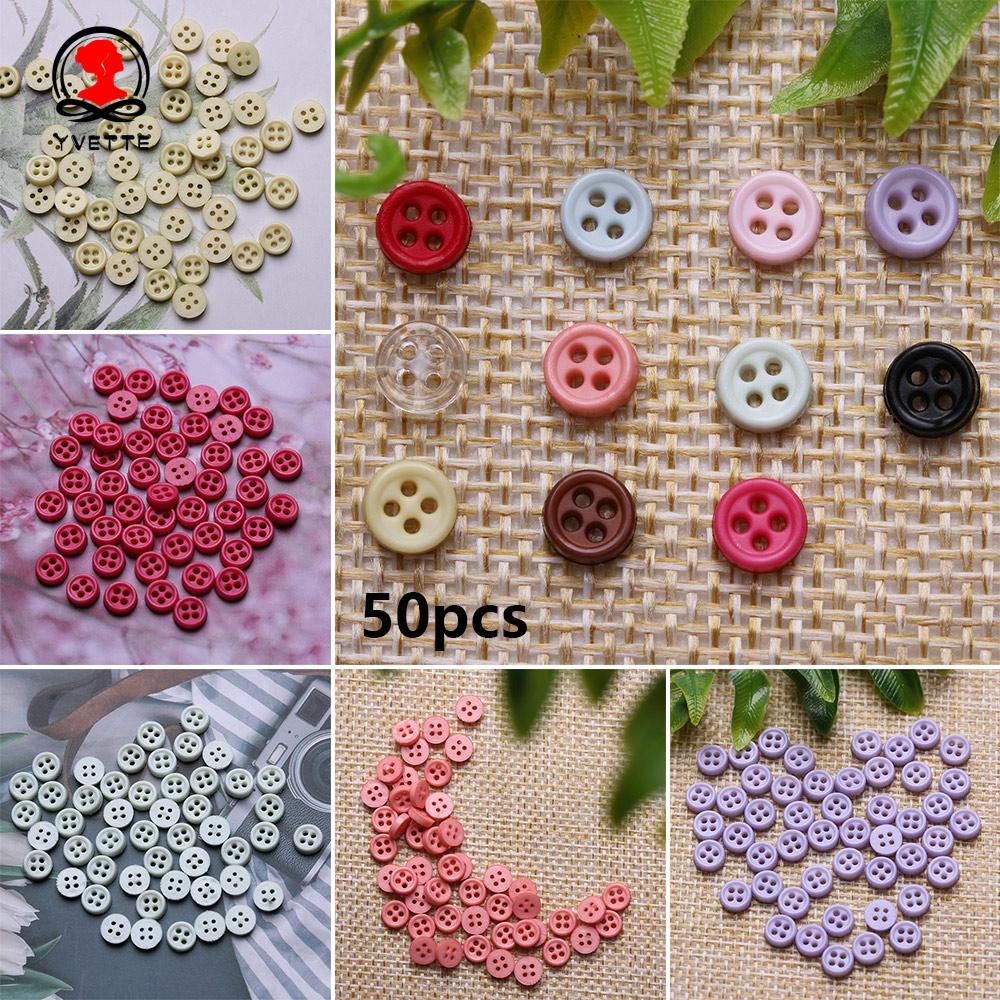 Set 50 Nút Áo Mini 6mm Nhiều Màu Cho Búp Bê