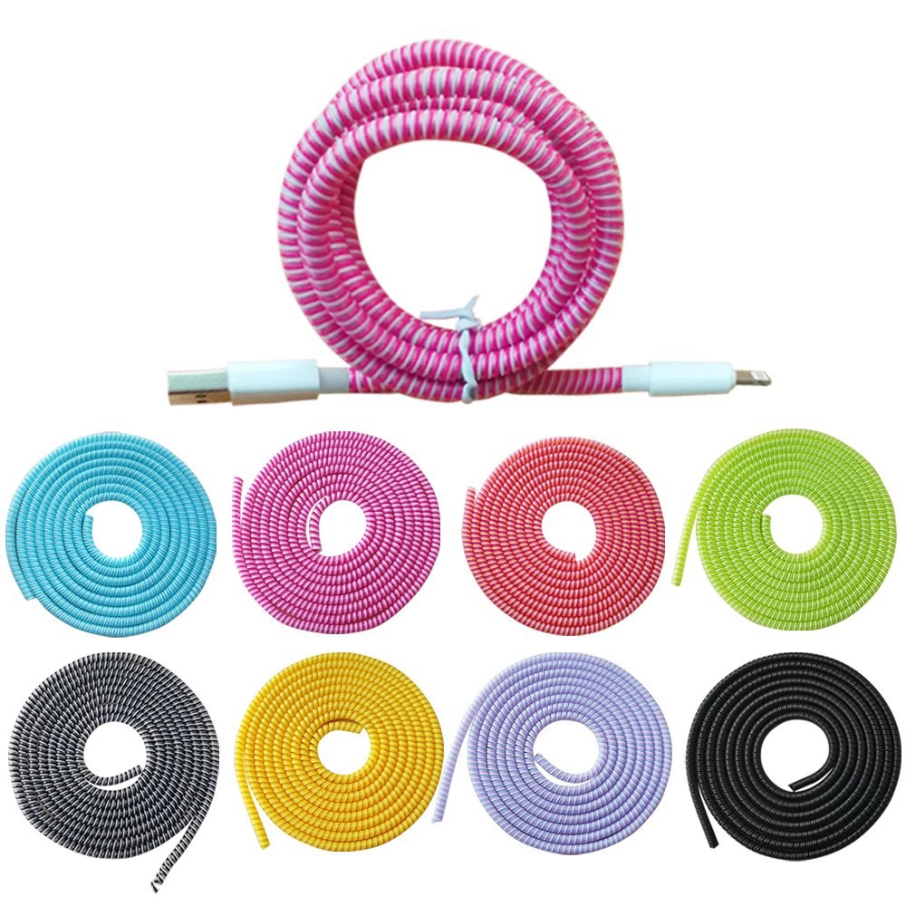 Dây lò xo nhựa quấn bảo vệ cáp sạc điện thoại / usb nhiều màu dài 1.4m