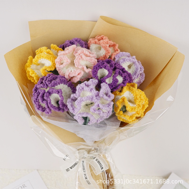 Bó Hoa Hướng Dương / Hoa Cẩm Chướng / Hoa Tulip / Hoa Hồng Đan Móc Thủ Công Làm Quà Tặng Sinh Nhật / Ngày Lễ Tình Nhân