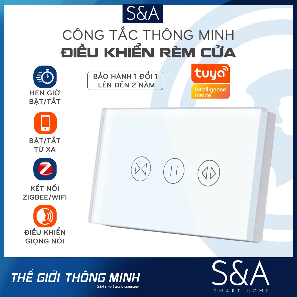Công tắc điều khiển rèm thông minh Wifi Tuya (Chữ nhật)