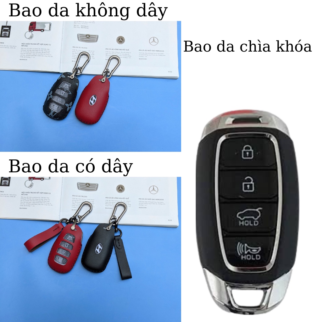 Bao Da Chìa Khóa Hyundai Accent,Hyundai Santafe,Kona 4 Nút (HC4 M)