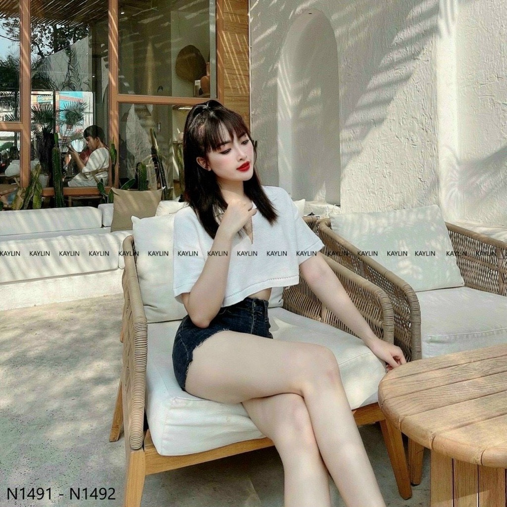 Áo crop len tăm cổ V 3 màu KÈM ẢNH THẬT  BAO KIỂM ❌